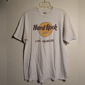 Hard Rock Cafe Los Angeles White T-Shirt Size L Hanes Beefy